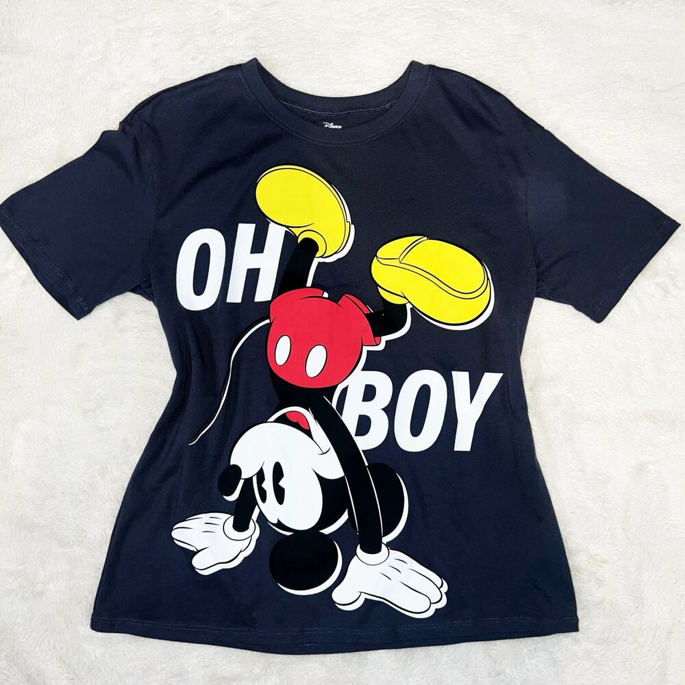 Disney Mickey Mouse Oh Boy Graphic Tee Youth Large Dark Gray